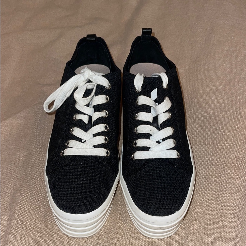 Gianni Bini Women's Black Sneakers with White Soles